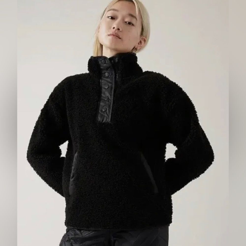 Athlete Cozy Sherpa Snap Black Sweatshirt size 1X